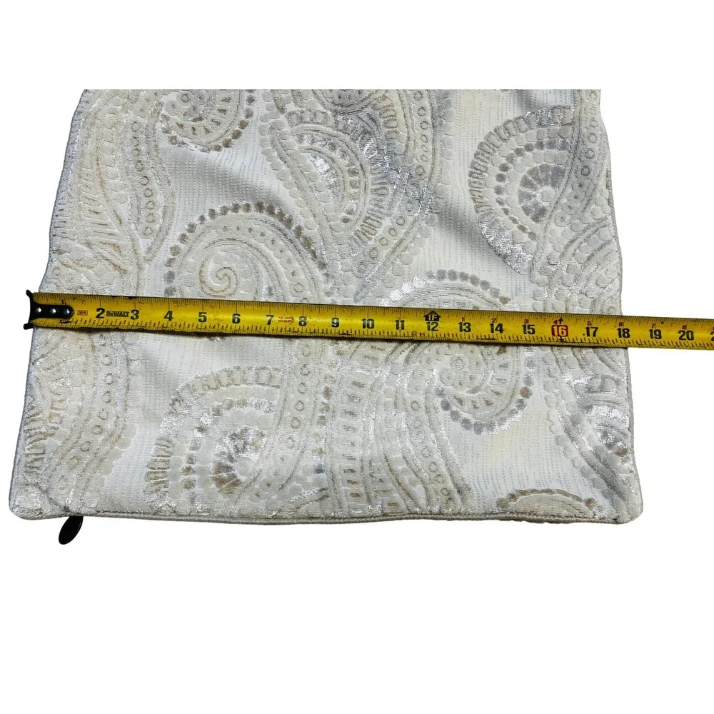 Pier 1 Imports Throw Pillow Cover Only 18x18 Cream Beige Chenille Damask Velvet